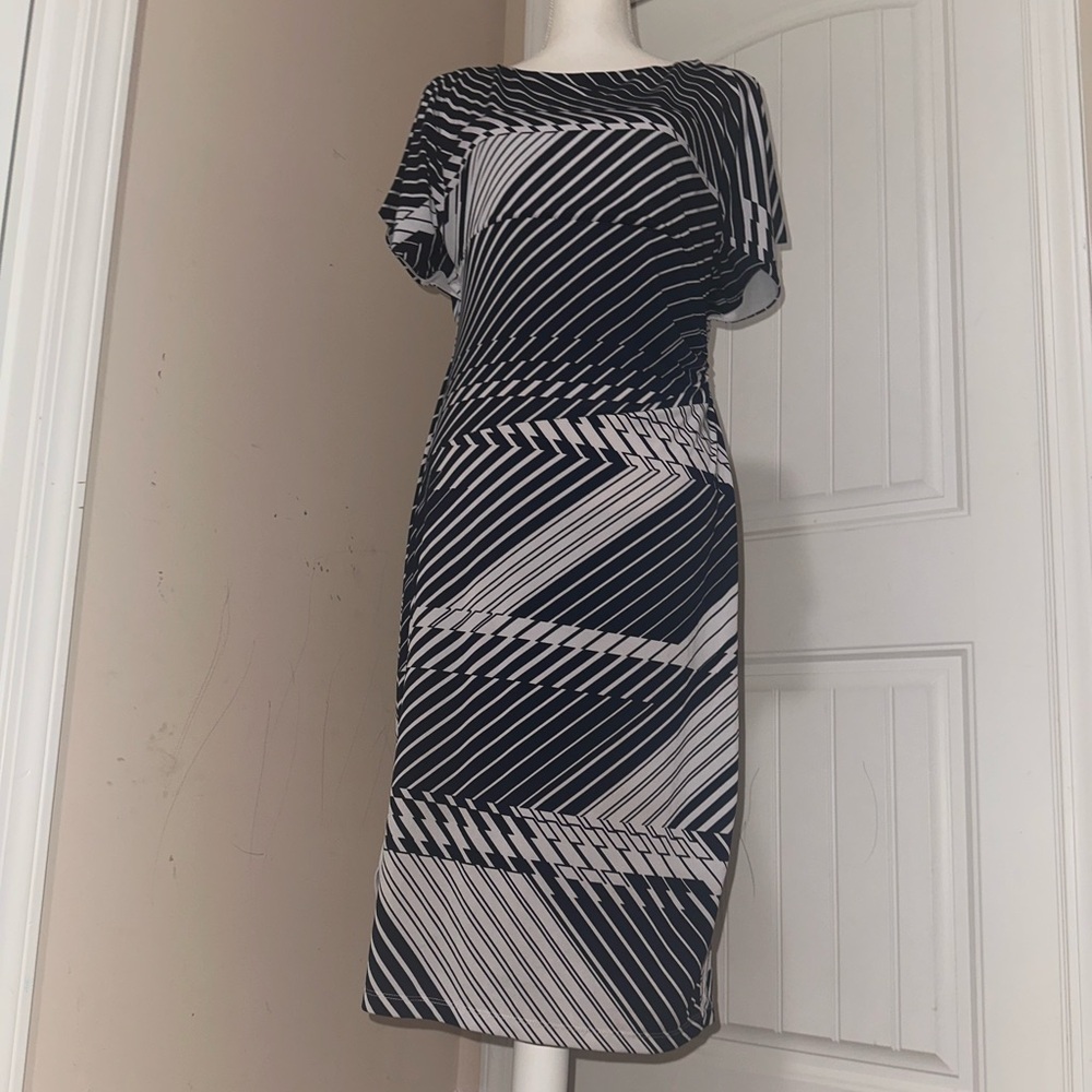 Elegant Black and White Striped Rafaela Dress
